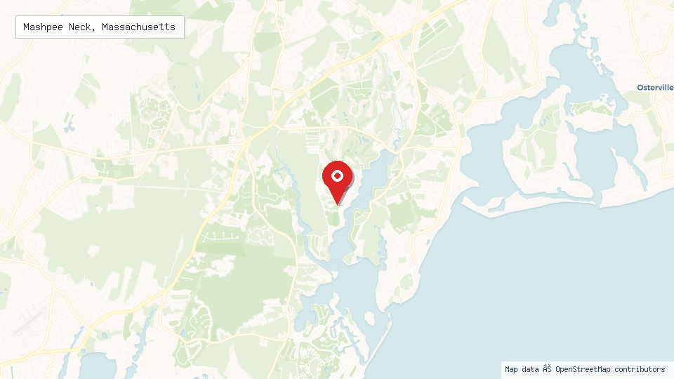 Street map of Mashpee Neck, Massachusetts with location pin