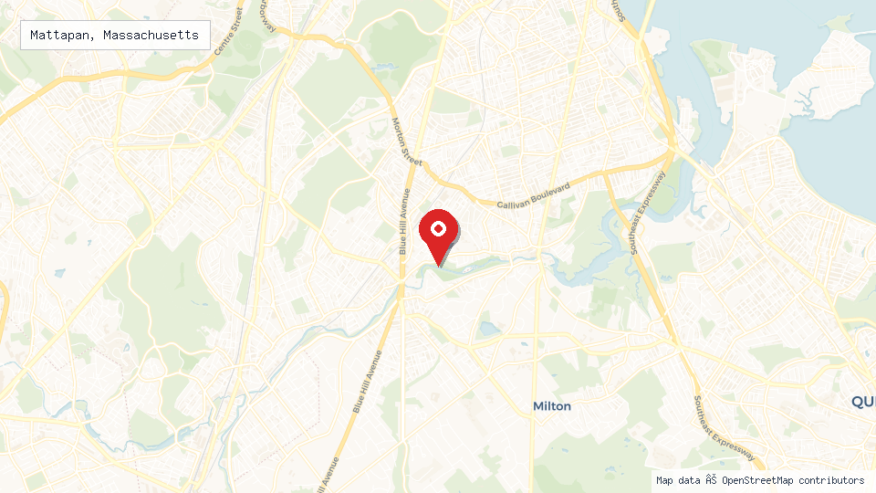 Street map of Mattapan, Massachusetts with location pin