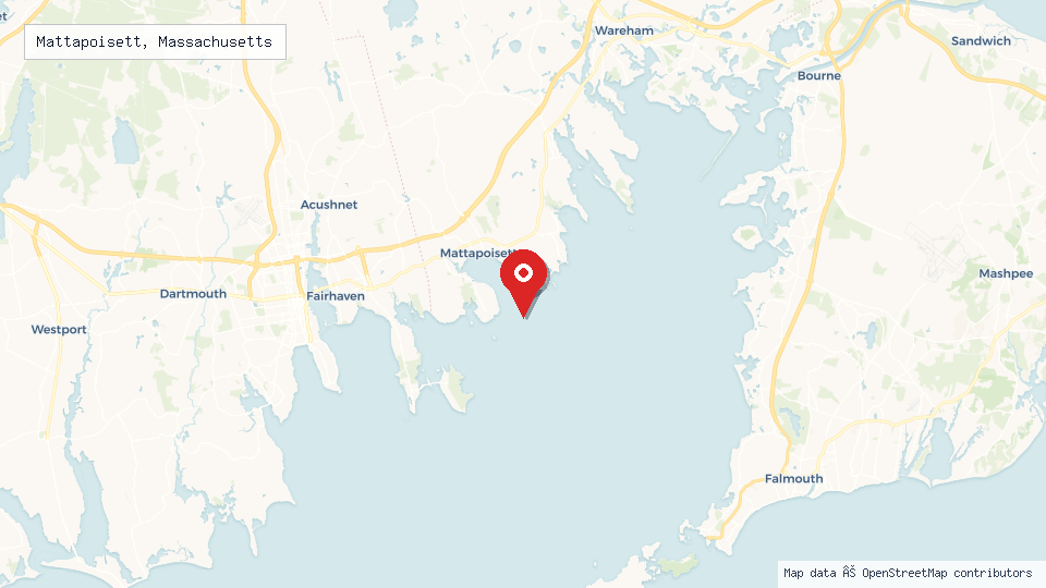 Street map of Mattapoisett, Massachusetts with location pin