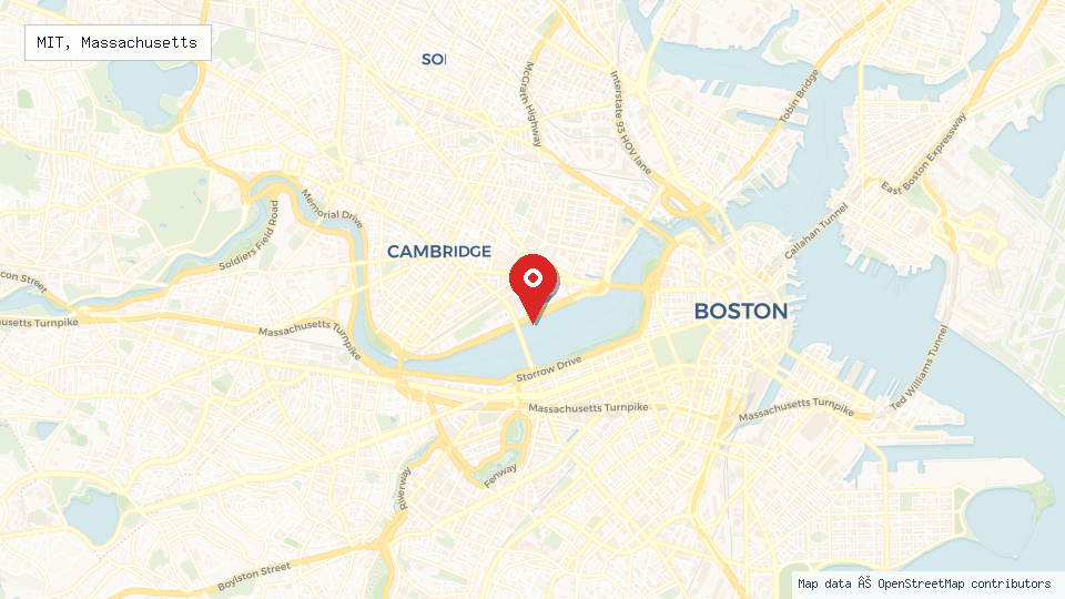 Street map of MIT, Massachusetts with location pin