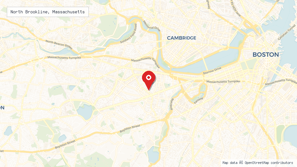 Street map of North Brookline, Massachusetts with location pin