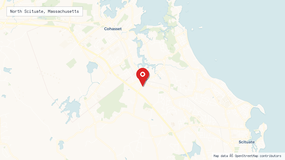 Street map of North Scituate, Massachusetts with location pin