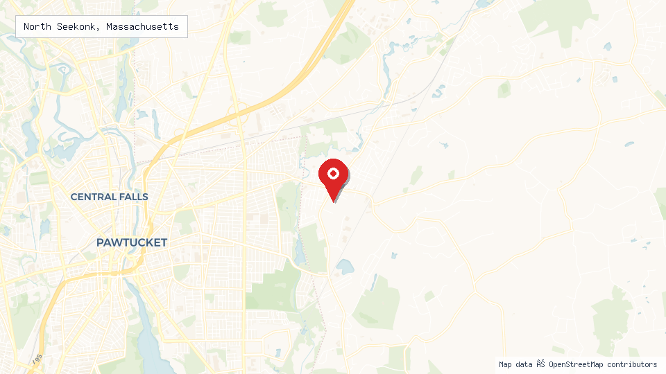 Street map of North Seekonk, Massachusetts with location pin