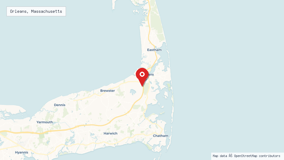 Street map of Orleans, Massachusetts with location pin