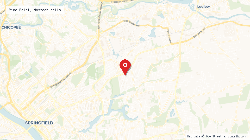Street map of Pine Point, Massachusetts with location pin