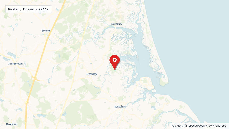 Street map of Rowley, Massachusetts with location pin
