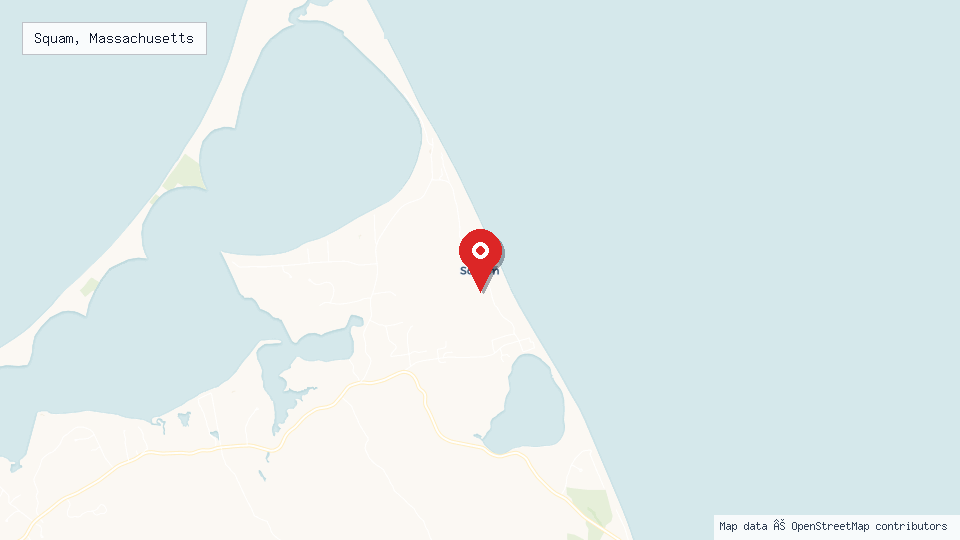 Street map of Squam, Massachusetts with location pin