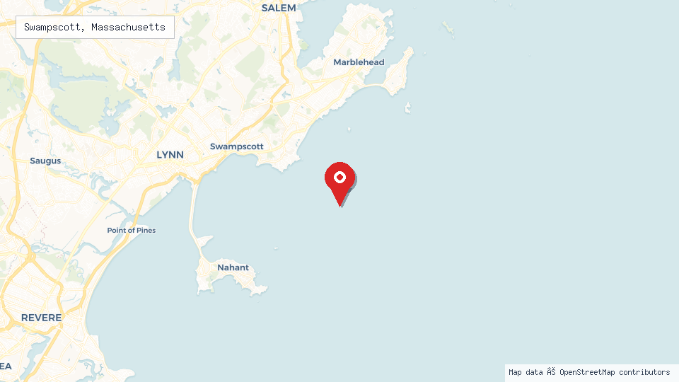 Street map of Swampscott, Massachusetts with location pin