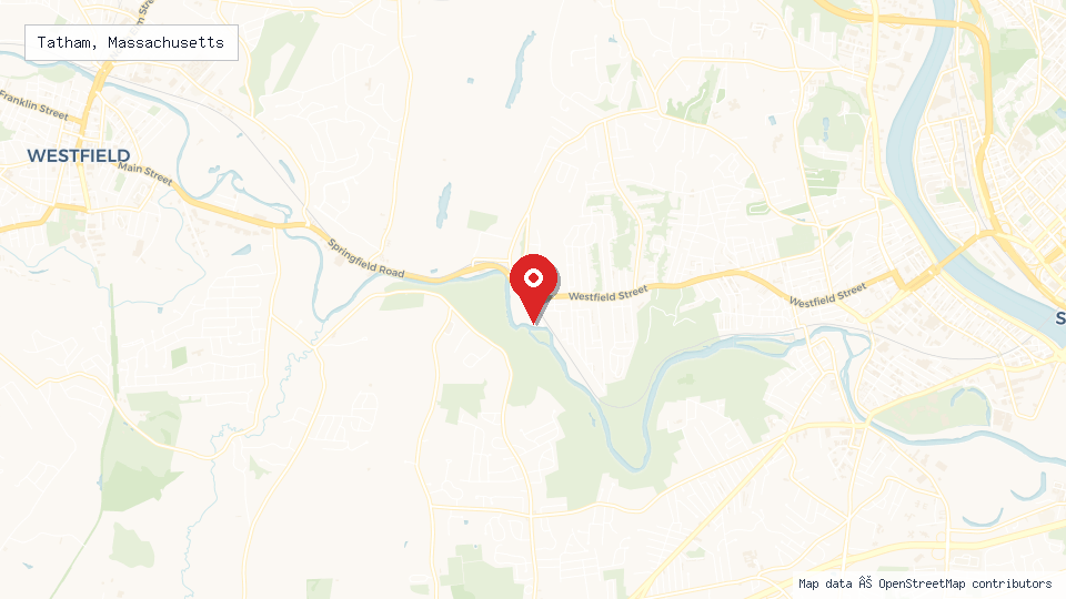Street map of Tatham, Massachusetts with location pin