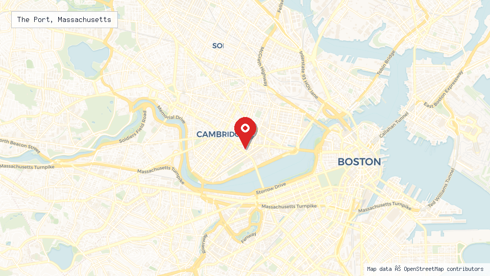 Street map of The Port, Massachusetts with location pin