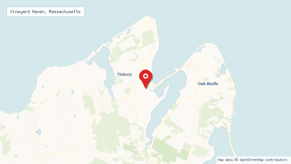 Street map of Vineyard Haven, Massachusetts with location pin
