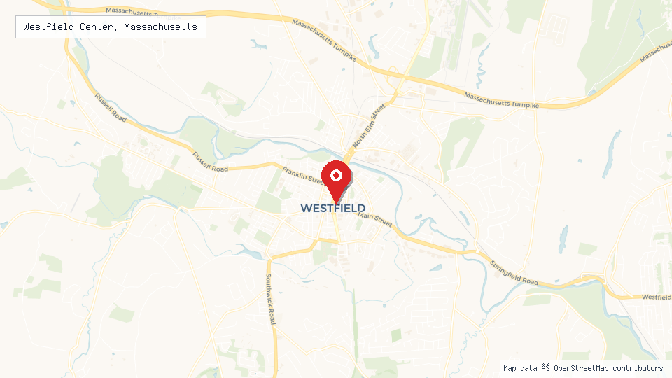 Street map of Westfield Center, Massachusetts with location pin