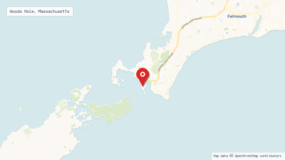 Street map of Woods Hole, Massachusetts with location pin