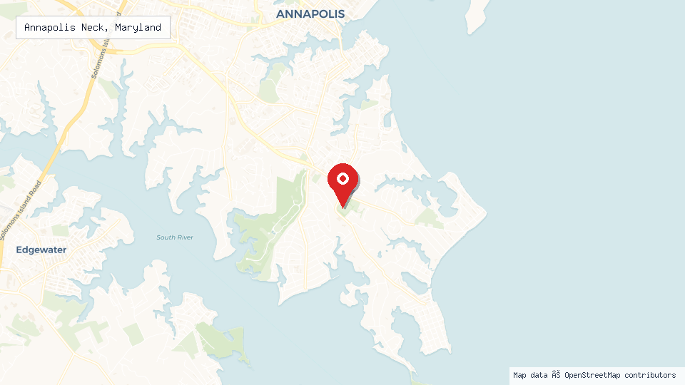 Street map of Annapolis Neck, Maryland with location pin