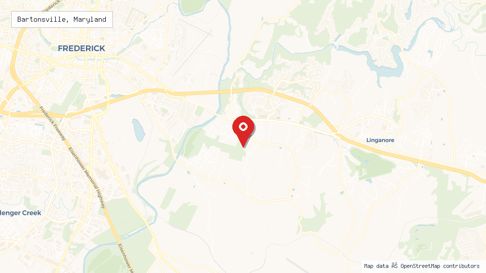 Street map of Bartonsville, Maryland with location pin