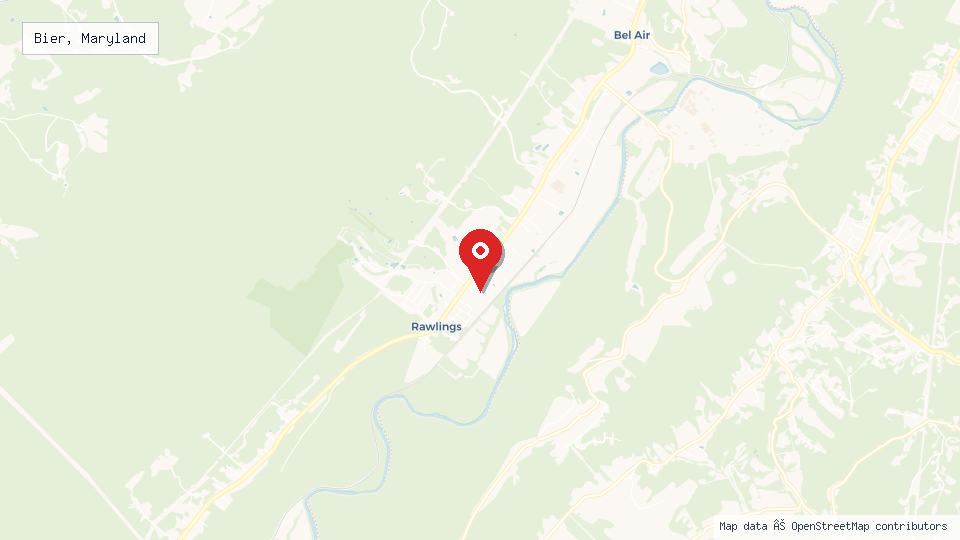 Street map of Bier, Maryland with location pin