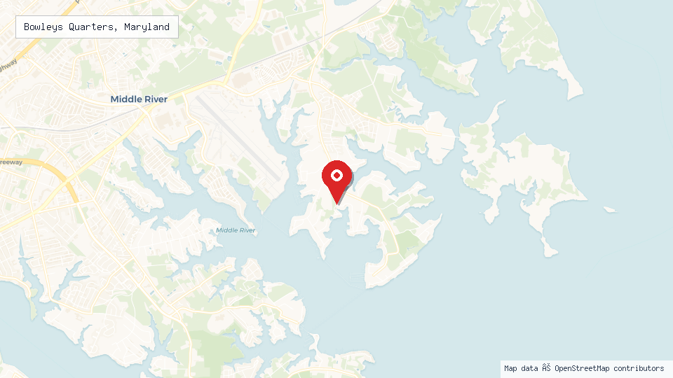 Street map of Bowleys Quarters, Maryland with location pin