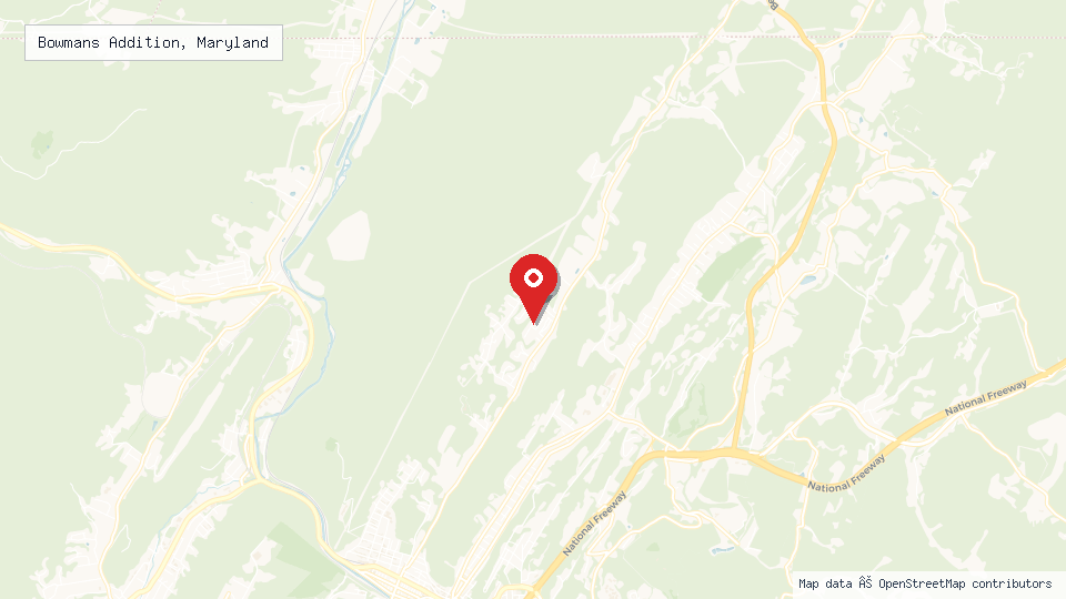 Street map of Bowmans Addition, Maryland with location pin