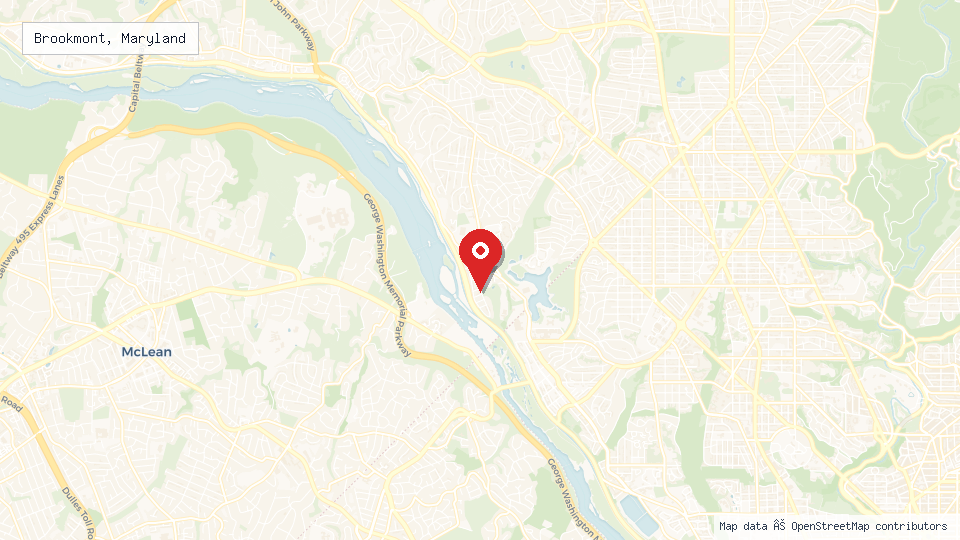 Street map of Brookmont, Maryland with location pin