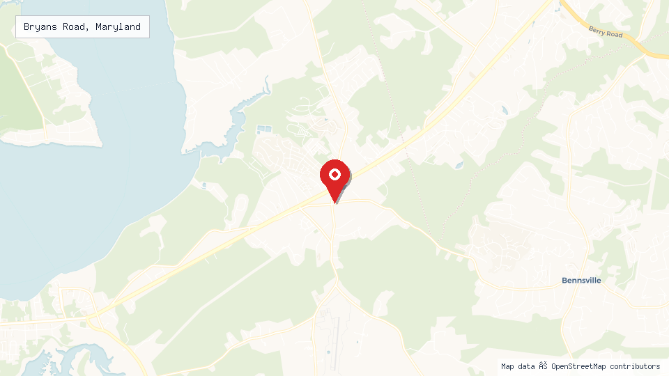 Street map of Bryans Road, Maryland with location pin