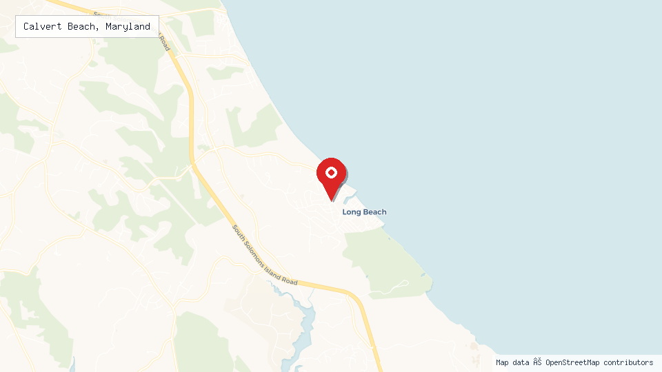 Street map of Calvert Beach, Maryland with location pin