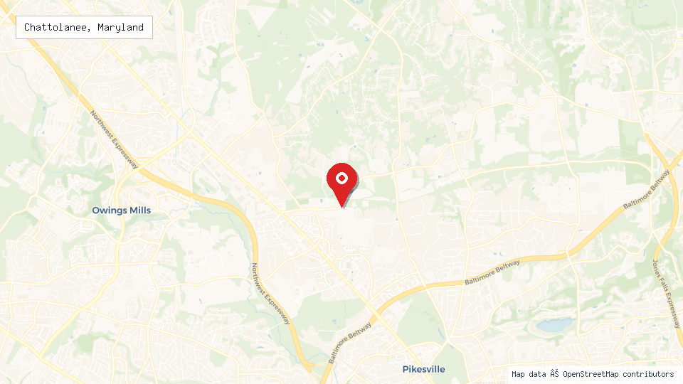 Street map of Chattolanee, Maryland with location pin