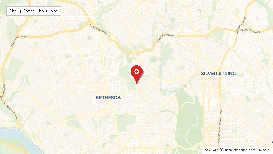 Street map of Chevy Chase, Maryland with location pin