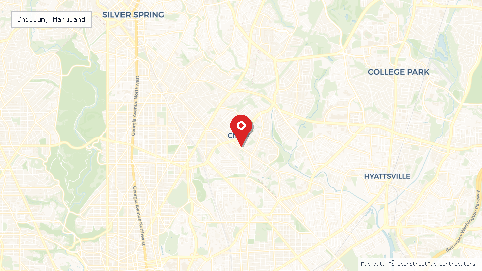 Street map of Chillum, Maryland with location pin