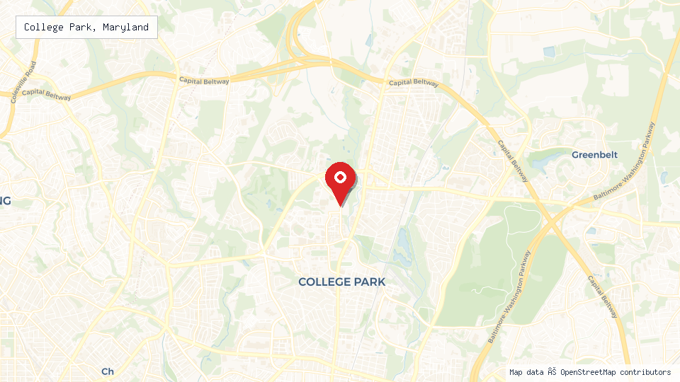Street map of College Park, Maryland with location pin