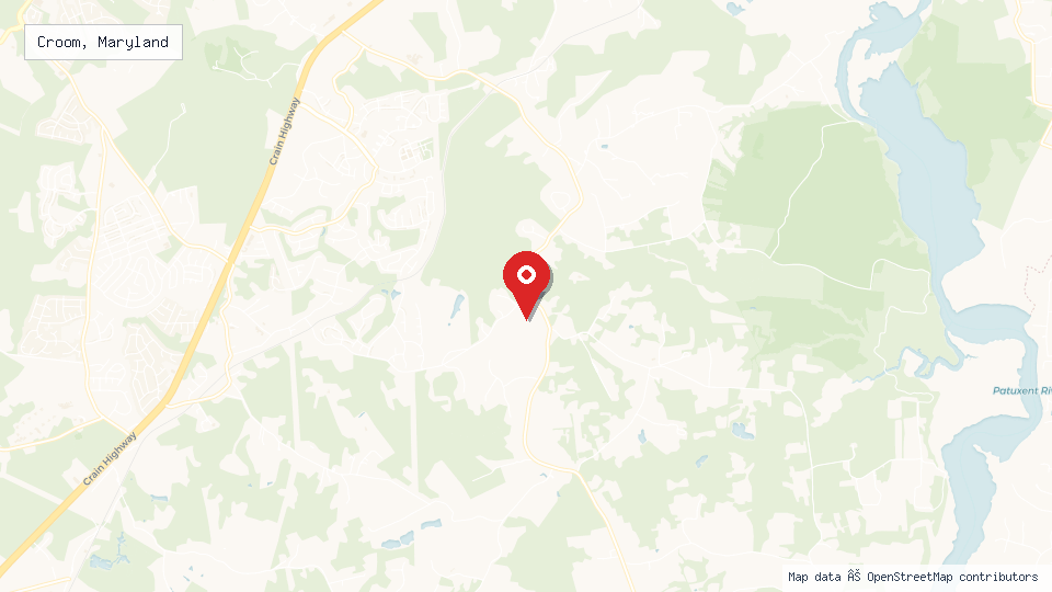 Street map of Croom, Maryland with location pin