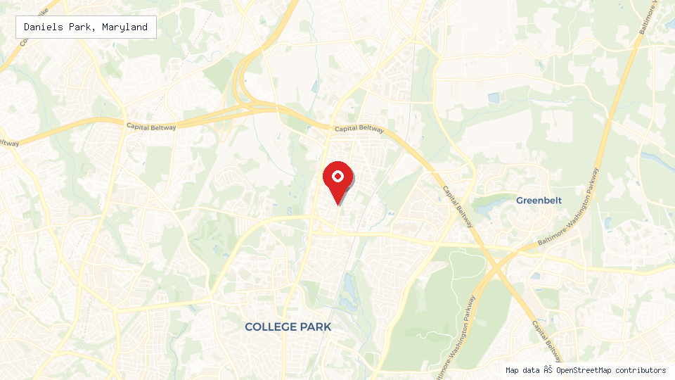 Street map of Daniels Park, Maryland with location pin