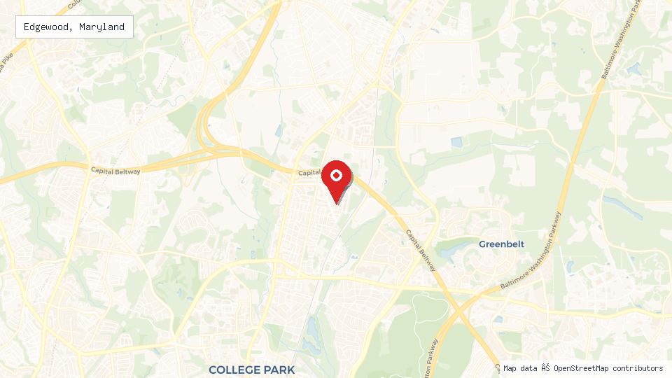 Street map of Edgewood, Maryland with location pin