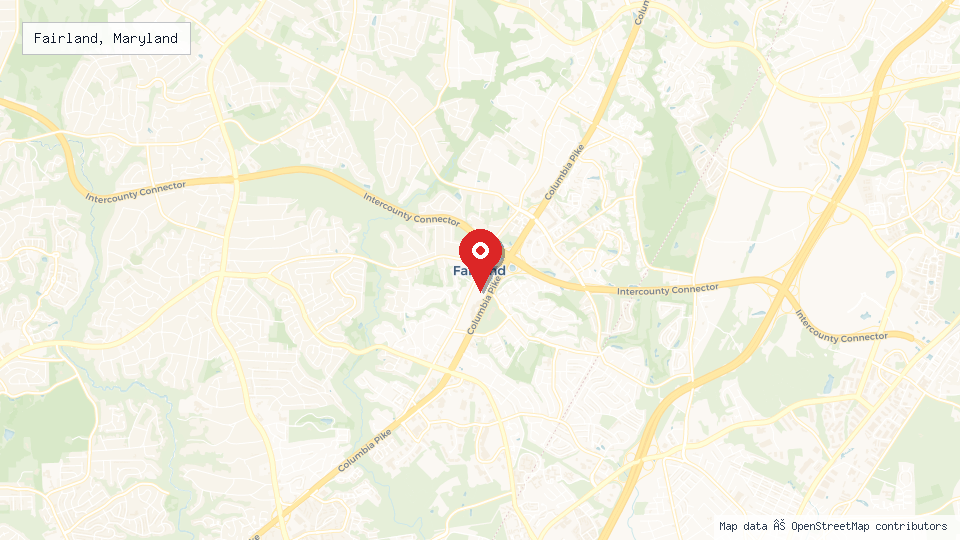 Street map of Fairland, Maryland with location pin