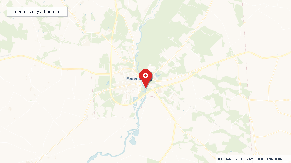 Street map of Federalsburg, Maryland with location pin