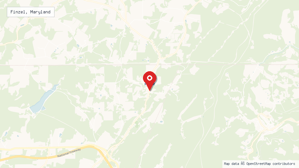 Street map of Finzel, Maryland with location pin