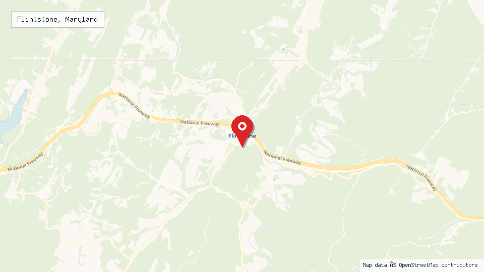 Street map of Flintstone, Maryland with location pin