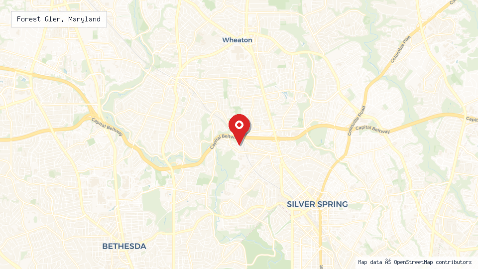 Street map of Forest Glen, Maryland with location pin
