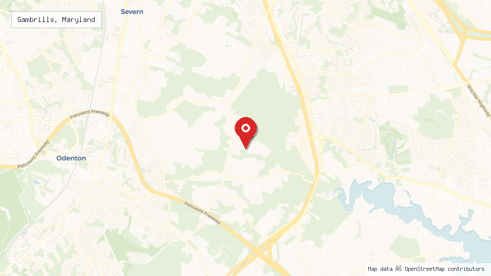 Street map of Gambrills, Maryland with location pin