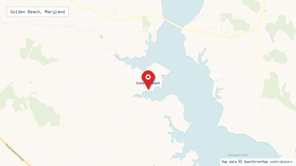Street map of Golden Beach, Maryland with location pin
