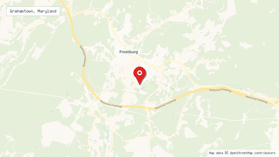 Street map of Grahamtown, Maryland with location pin