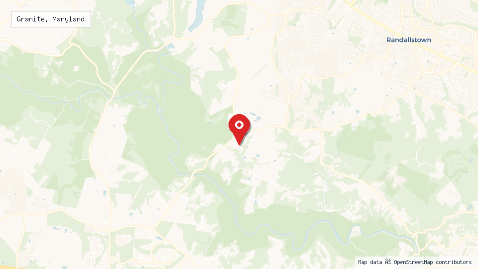 Street map of Granite, Maryland with location pin