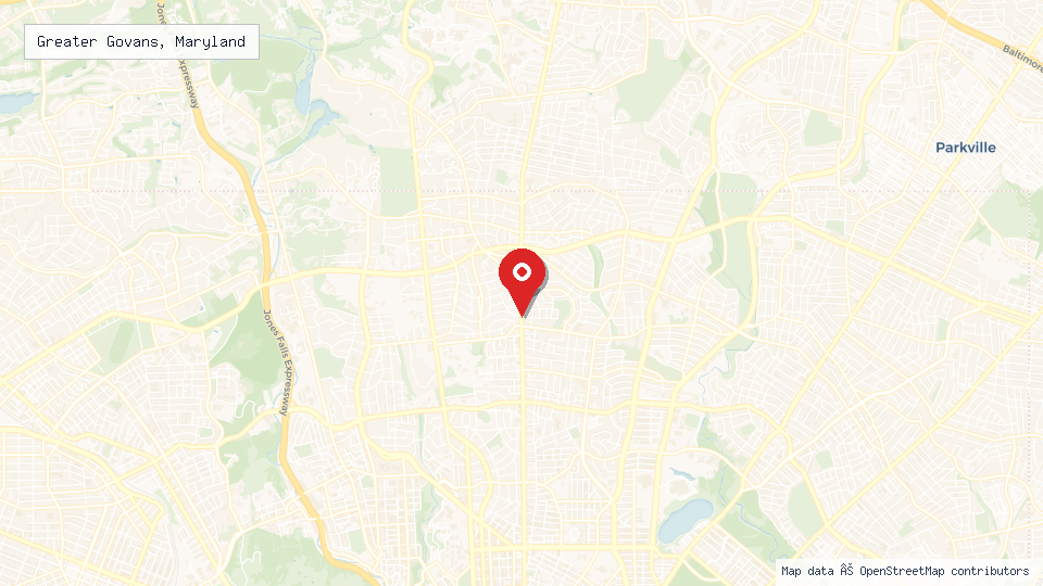 Street map of Greater Govans, Maryland with location pin