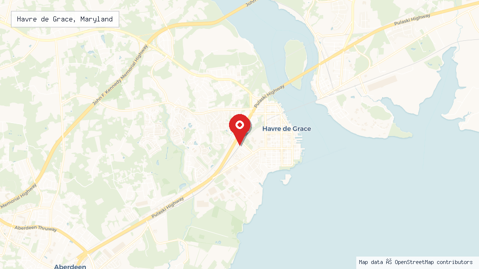 Street map of Havre de Grace, Maryland with location pin