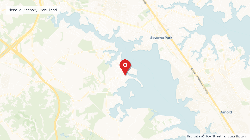 Street map of Herald Harbor, Maryland with location pin