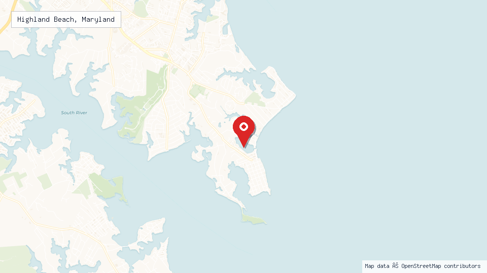 Street map of Highland Beach, Maryland with location pin