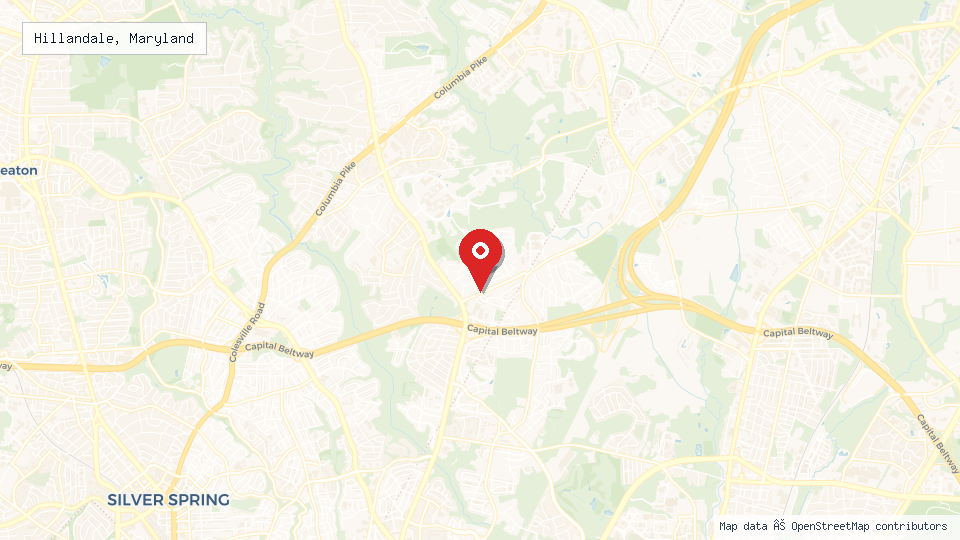 Street map of Hillandale, Maryland with location pin