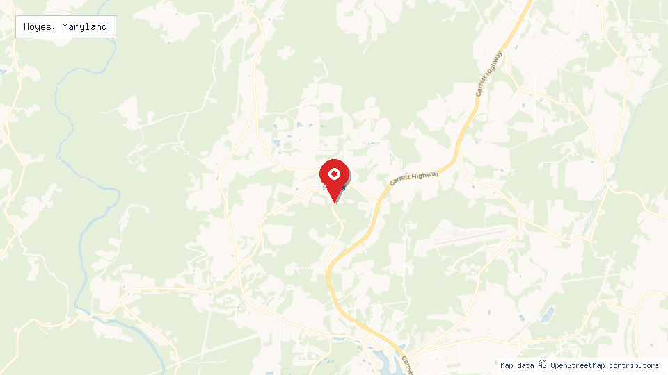 Street map of Hoyes, Maryland with location pin