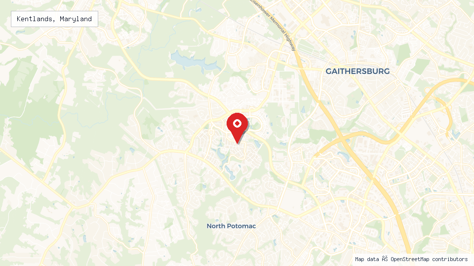 Street map of Kentlands, Maryland with location pin