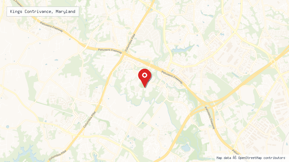 Street map of Kings Contrivance, Maryland with location pin