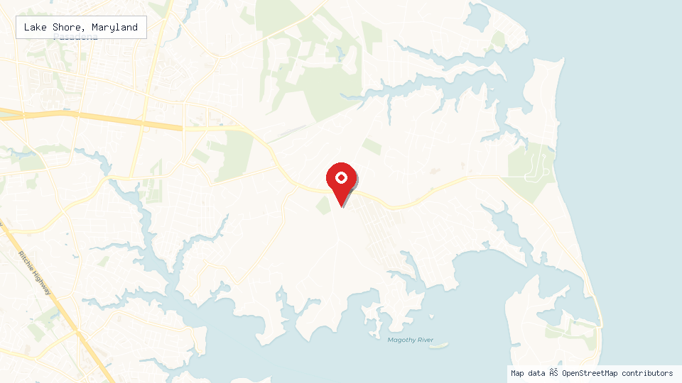 Street map of Lake Shore, Maryland with location pin